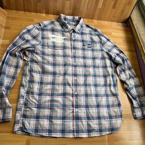 Vineyard Vines performance classic fit, Harbor , blue plaid, long sleeve large